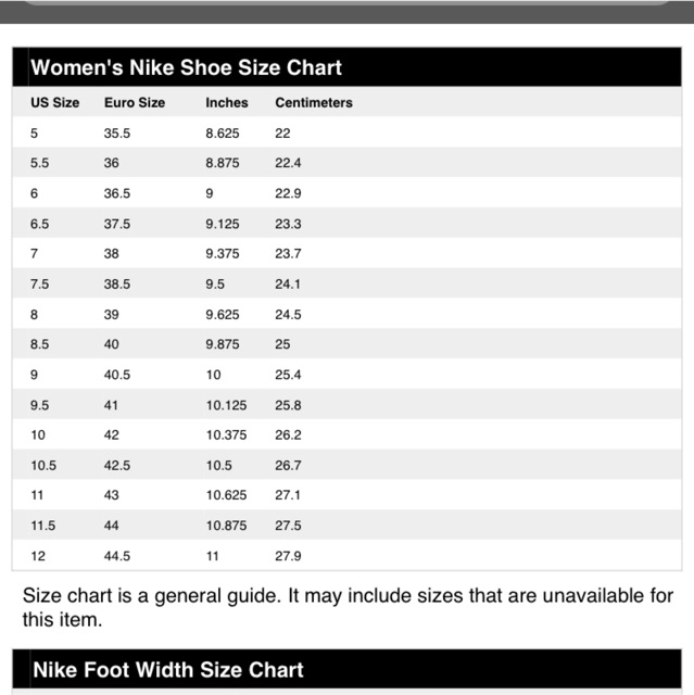 nike width sizes