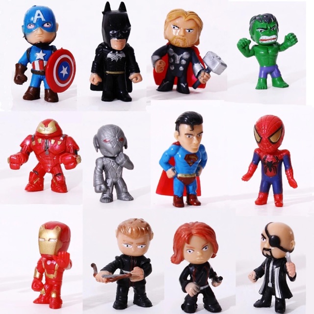 miniature superhero figures