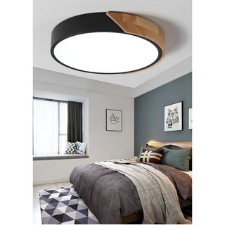 Modern LED Ceiling Light Ultra Thin Lamp Wooden Three color remote dimming For Living Room Home Deco #4