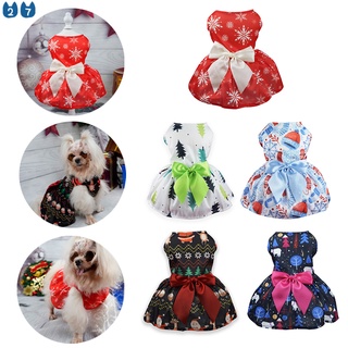 『27Pets』Pet Christmas Costume Cute Printed Dog Skirts Round Neck Cat Dress Cosplay