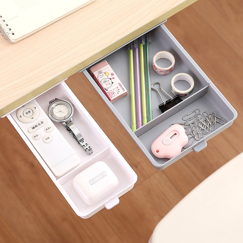 Under Desk Drawer Organizer SelfAdhesive Under Table Drawer Tray