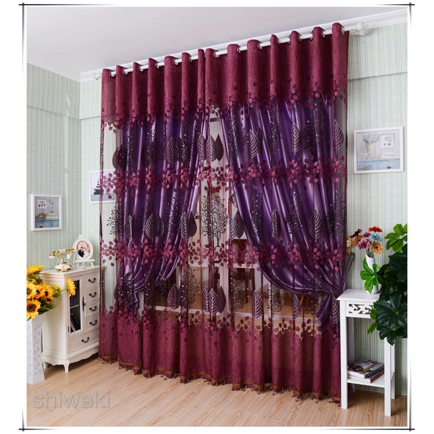 Morning Glory Voile Cortina Jacquard Curtain Valance Window Decorative Drapes 