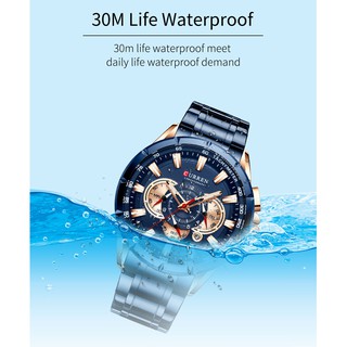 Curren Luxury Brand Men's Watch Blue Quartz Wristwatch Sports Chronograph Clock Male Stainless Steel Band Fashion Business 8363 #8
