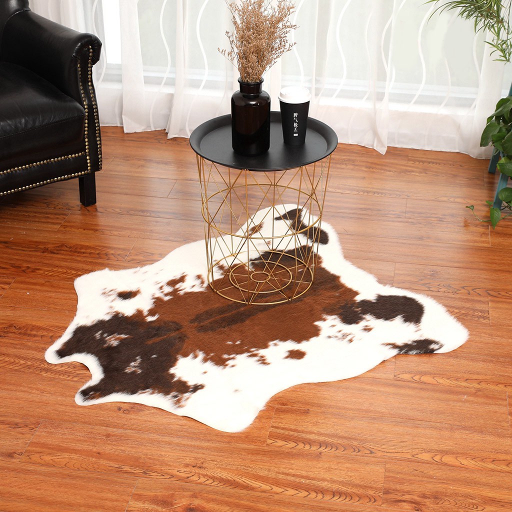 Simulation Cowhide Rug Cowskin Print Cow Hide Faux Carpet Shopee