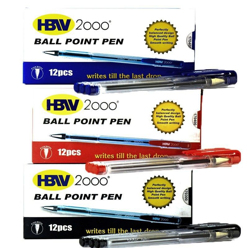 HBW Ballpen ball point pen red blue black 1 box 12pcs Shopee Philippines