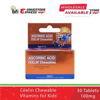 （hot）Ceelin Chewable Vitamins for Kids 100mg 30 Tablets