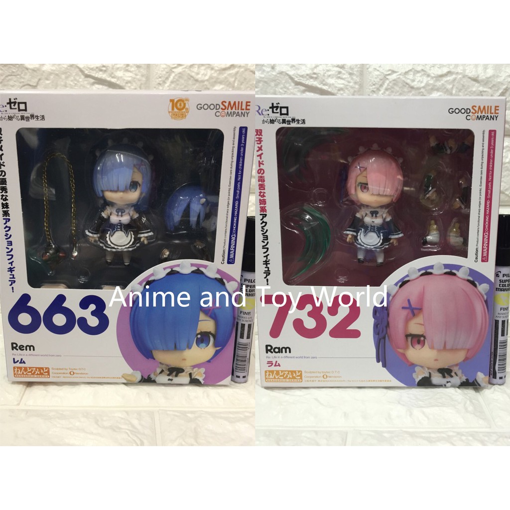 Nendoroid 663,732 ReZero Rem,Ram Rem Blue,White Anime Collectible