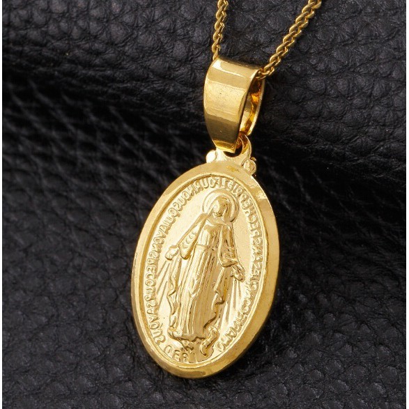 18k gold virgin mary necklace