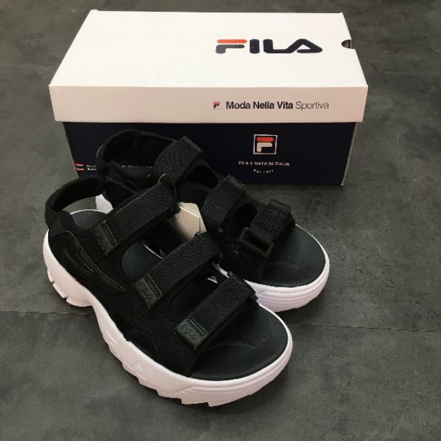 fila sandals all black