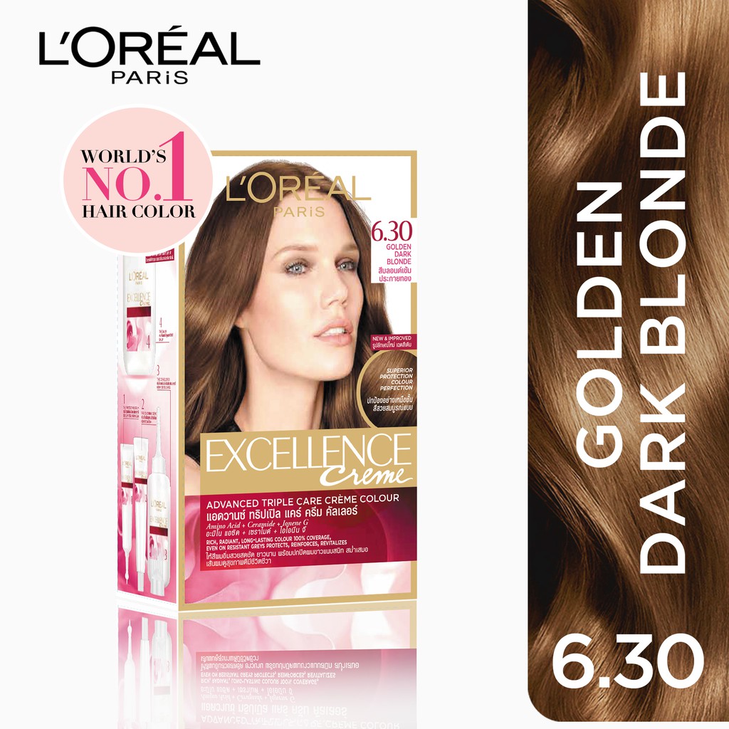 Loreal Excellence Hair Color 6 30 Golden Dark Blonde Shopee