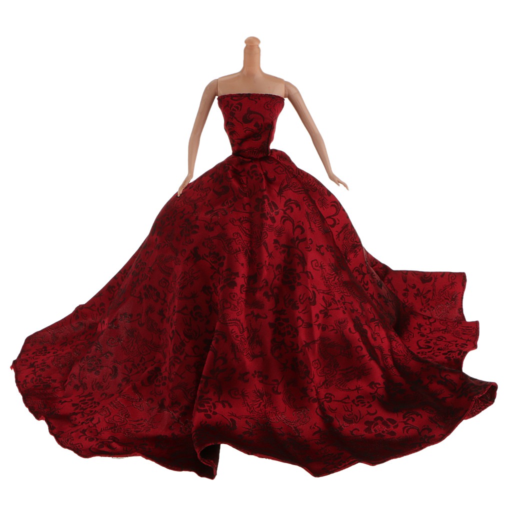 dark red evening dress