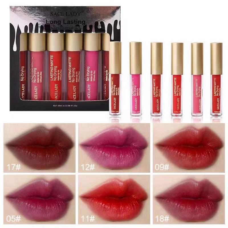 SACE LADY 6Pcs/Set Waterproof Liquid Lipstick Mini Matte Long Lasting ...