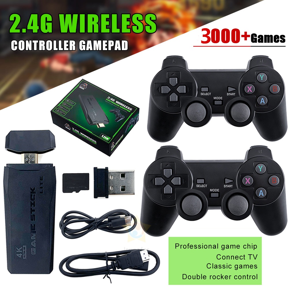 NEW HD Video Game Console 2.4G Double Wireless Controller Game Stick 4K ...