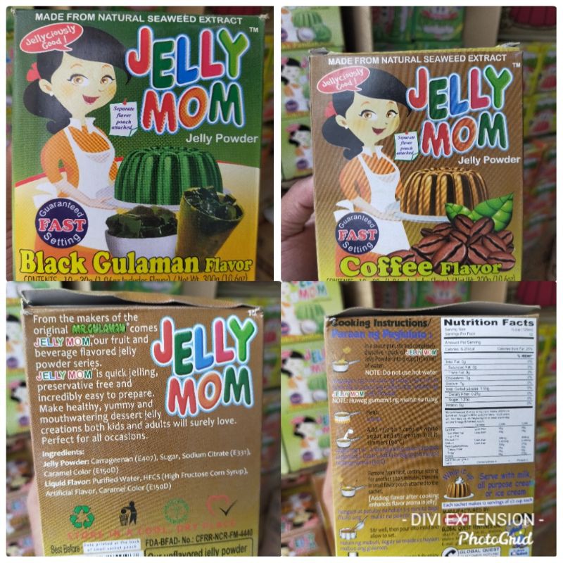 jelly mom coffee jelly powder buko pandan and black gulaman flavored powder for sale Shopee