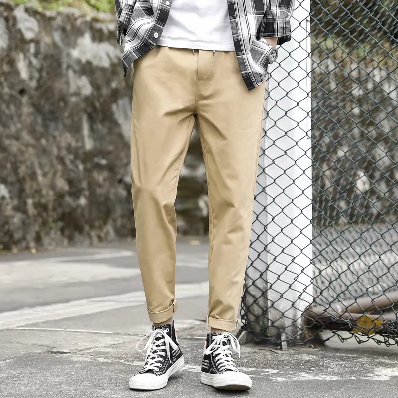 mens elastic khaki pants