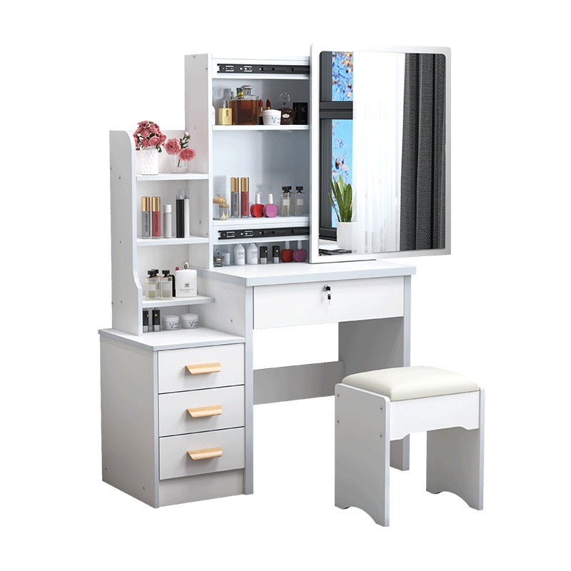 HomeCare Dressing Table with Mirror and Makeup Stool Set Vanity Table ...