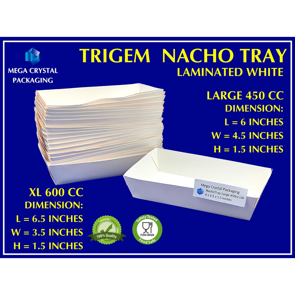 Nacho Tray Large Coated Laminated White 450cc / 600cc ( 25 pcs. Per Box ...
