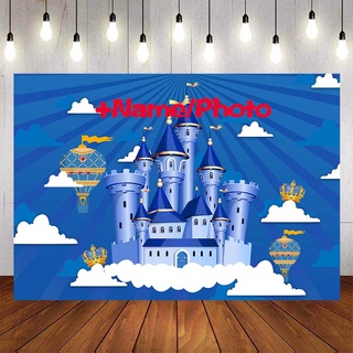 Local Stock、Spot goodsRoly Blue Prince Castle Backdrop For Photography Baby Shower Kids Blue Backg #2