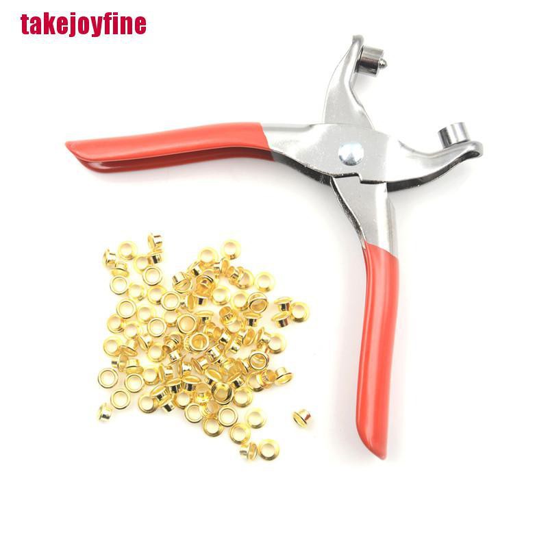 [Hot Sale]Grommet Rivets Eyelet Setting Pliers With 100pcs Eyelet For