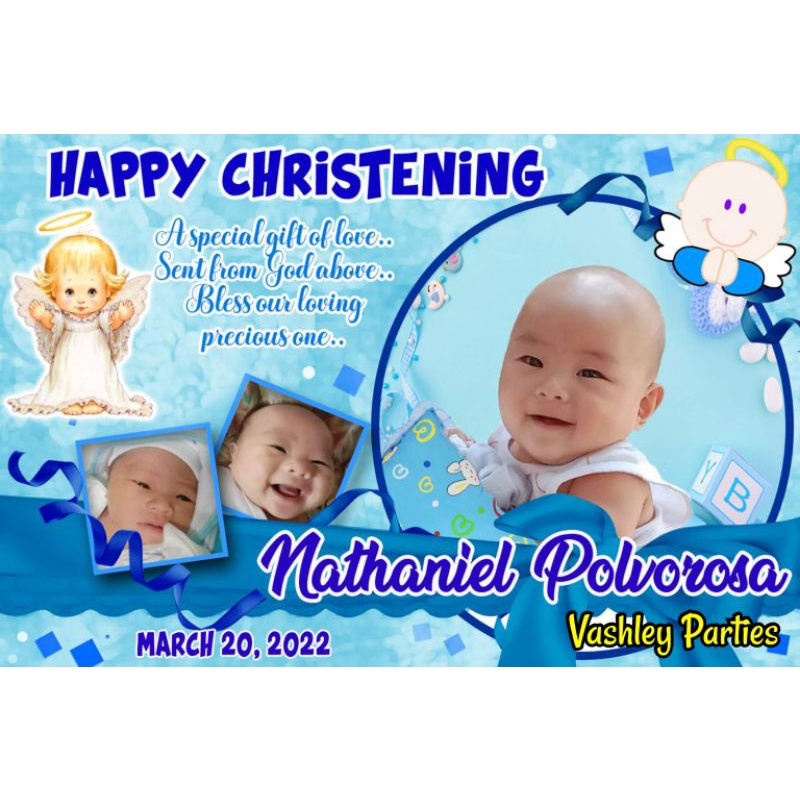 Christening Tarpaulin Background For Baby Boy