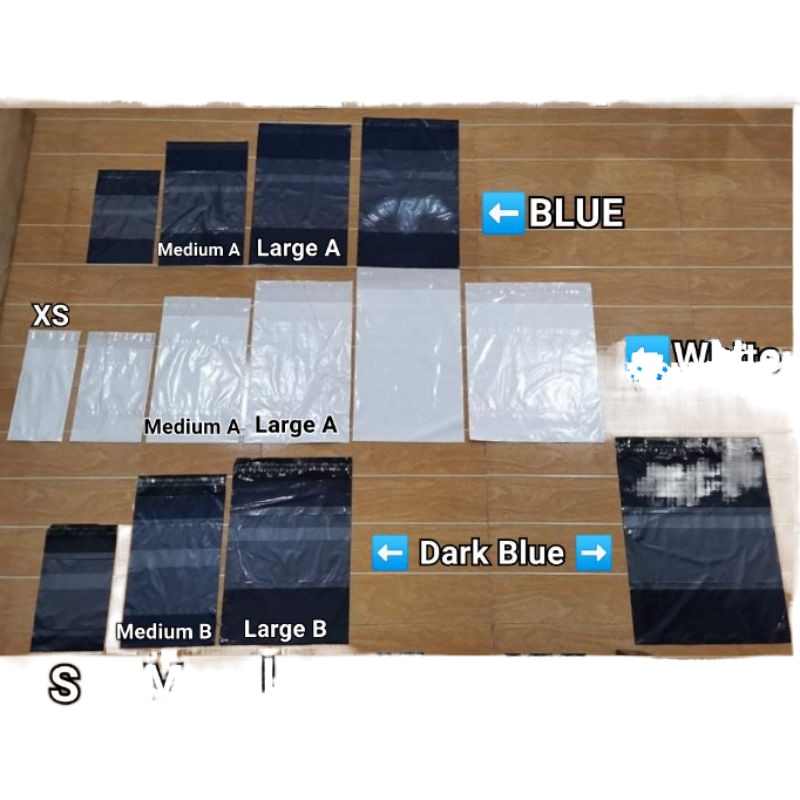 50 pcs / 100 pcs (White / Blue / Dark Blue ) Courier Plain Pouch - Small , Medium , Large , XL , XXL