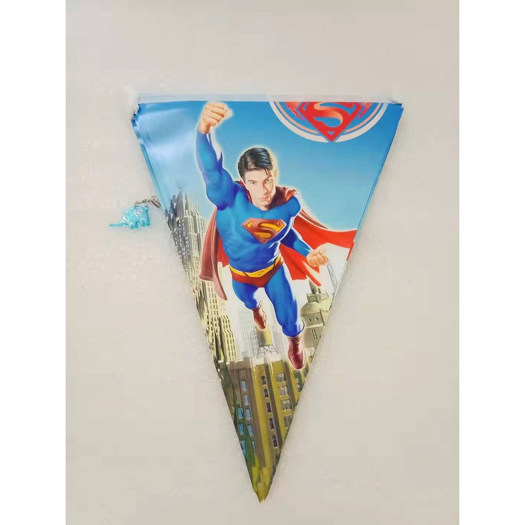 INS Superman theme birthday party decoration Double-sided cartoon printing  cardboard flag banner set | Shopee Philippines