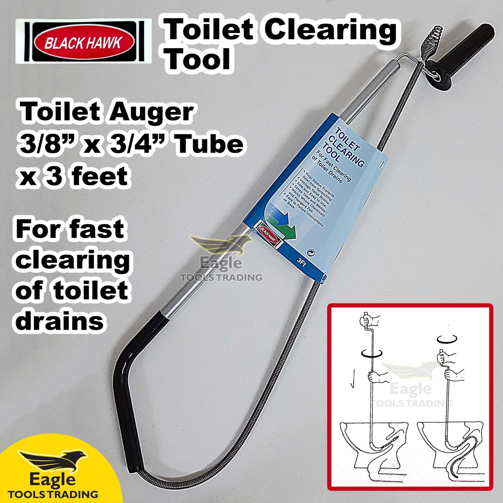 Black Hawk Toilet Auger, 3Foot Toilet Auger Snake with Drop Head to