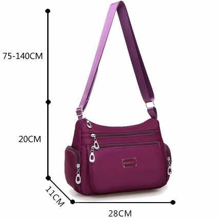 Korean Fashion Nylon Waterproof Shoulder Sling Bag Multi-zip Bags For Women S456 - Image 8