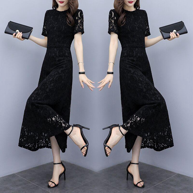plus black lace dress