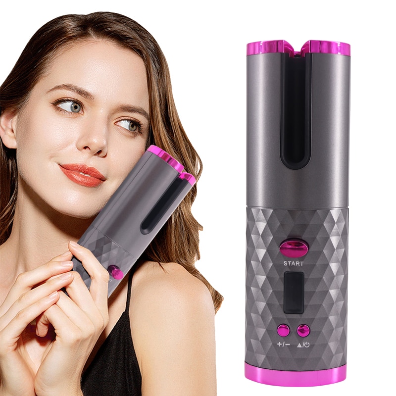 Unbound Cordless Auto Rotating Ceramic Hair Curler USB Rechargeable