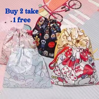 (Buy2 take1Free) Mini Drawstring Pouch Character Travel Pouch Cosmetics