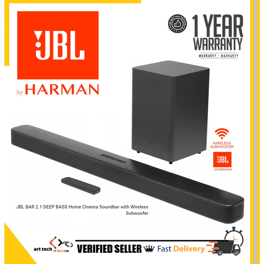 JBL BAR 2.1 DEEP BASS Home Cinema Soundbar with Wireless Subwoofer
