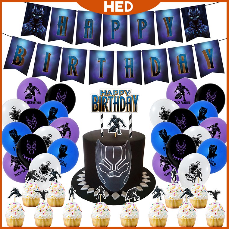 Marvel Black Panther Theme Birthday Party Decoration Banner Cake Topper Balloons Set Shopee Philippines