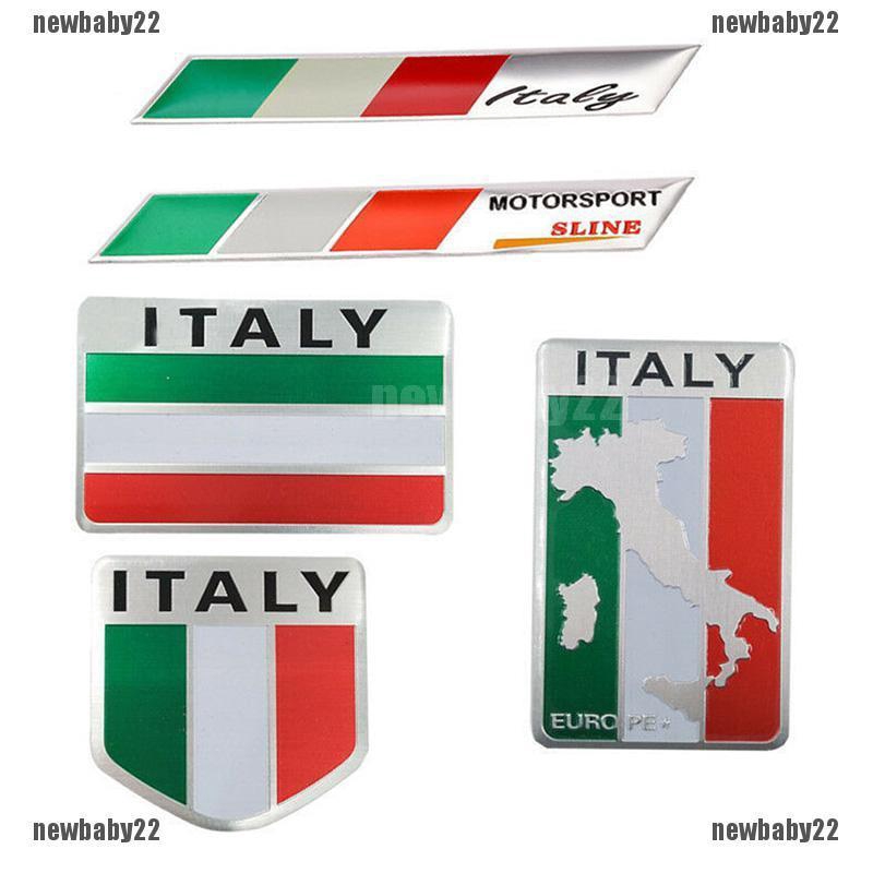 Pair Italy Flag Aluminium Decal Badge Emblem Sticker Universal for Auto Car