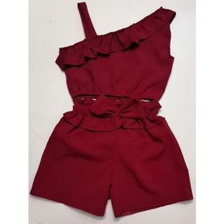 HALF SIDED RUFFLED CROPTOP WITH LETTUCE WAIST SHORT BUBBLE LATTICE 2 - 4 YEARS OLD #2