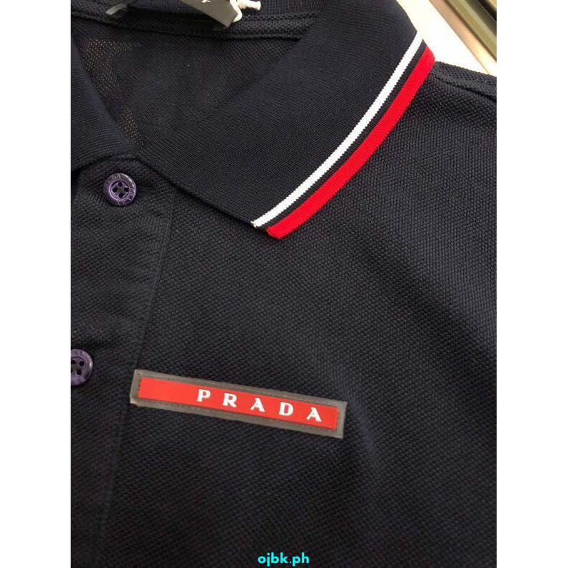 New Prada Men's Solid Color POLO Shirt 