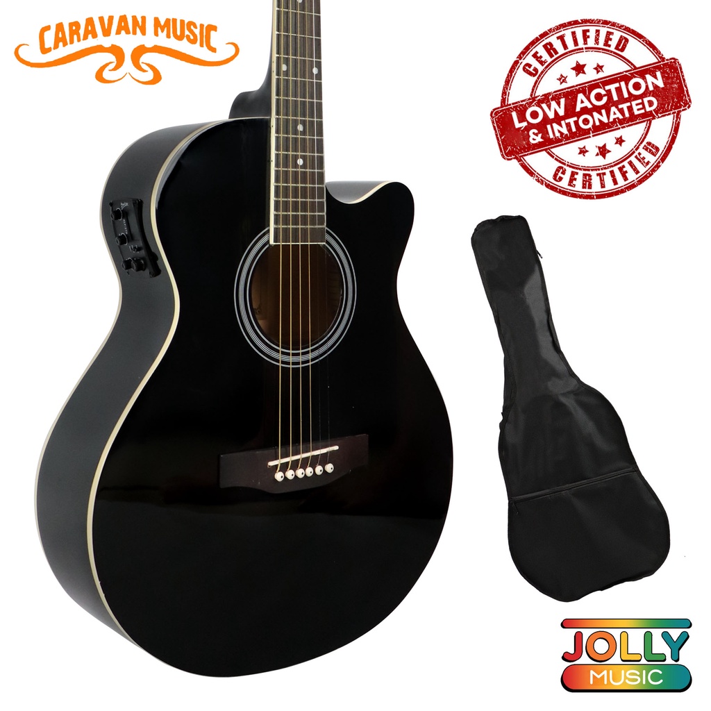 Caravan HS4010 40inch Acoustic Electric Guitar with Low Action FREE