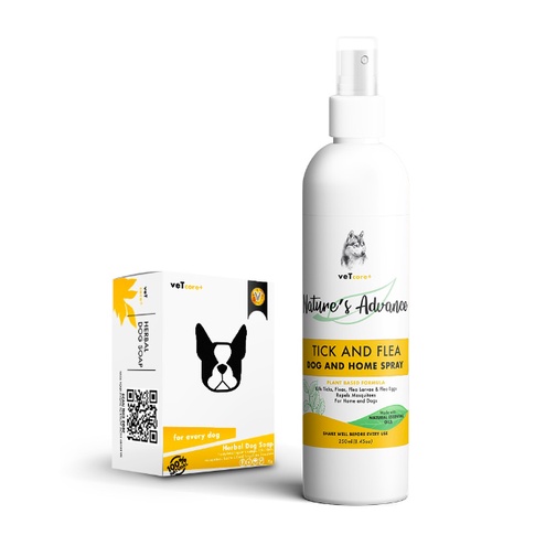 Vet Core Plus Nature Advance Tick Spray 250ml and Herbal Dog Soap 120g ...