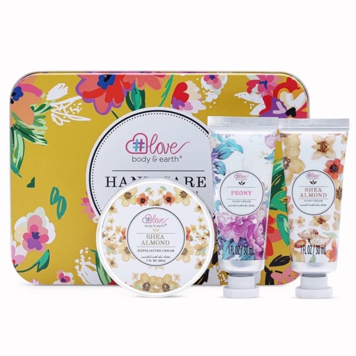 Body & Earth Hand Cream Gift Set, Shea Almond & Peony Hand Care Trio