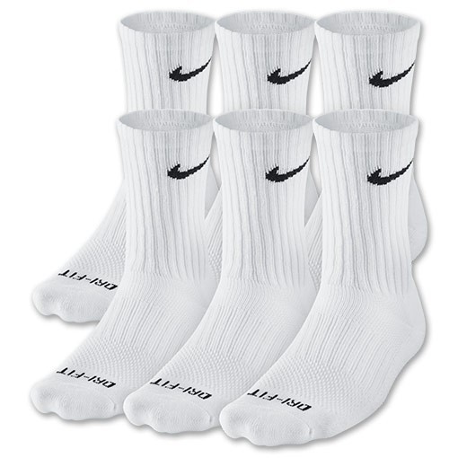 men's nike white dri fit socks