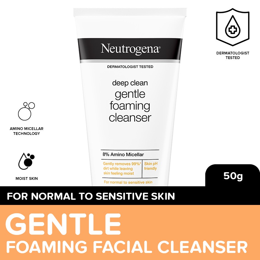 Neutrogena Deep Clean Gentle Foaming Cleanser 50g Moisturizing Facial Wash for Combination
