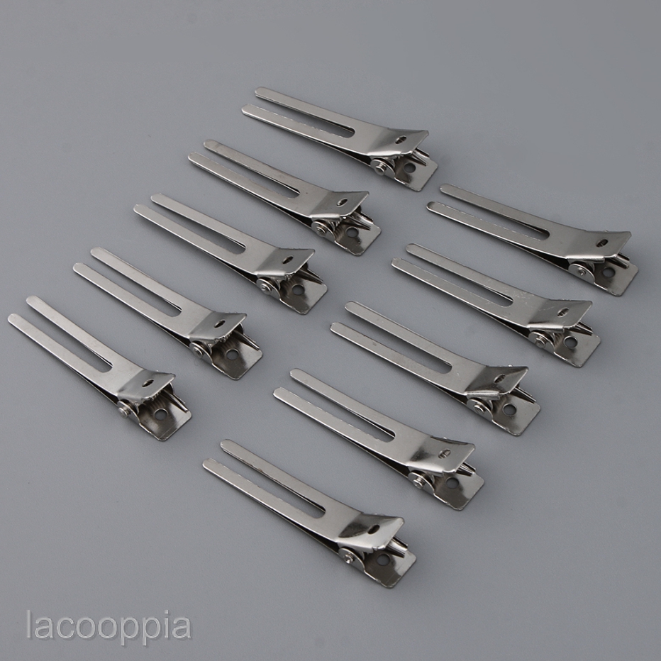 10 Pieces DIY Hair Clips Silver Blank 