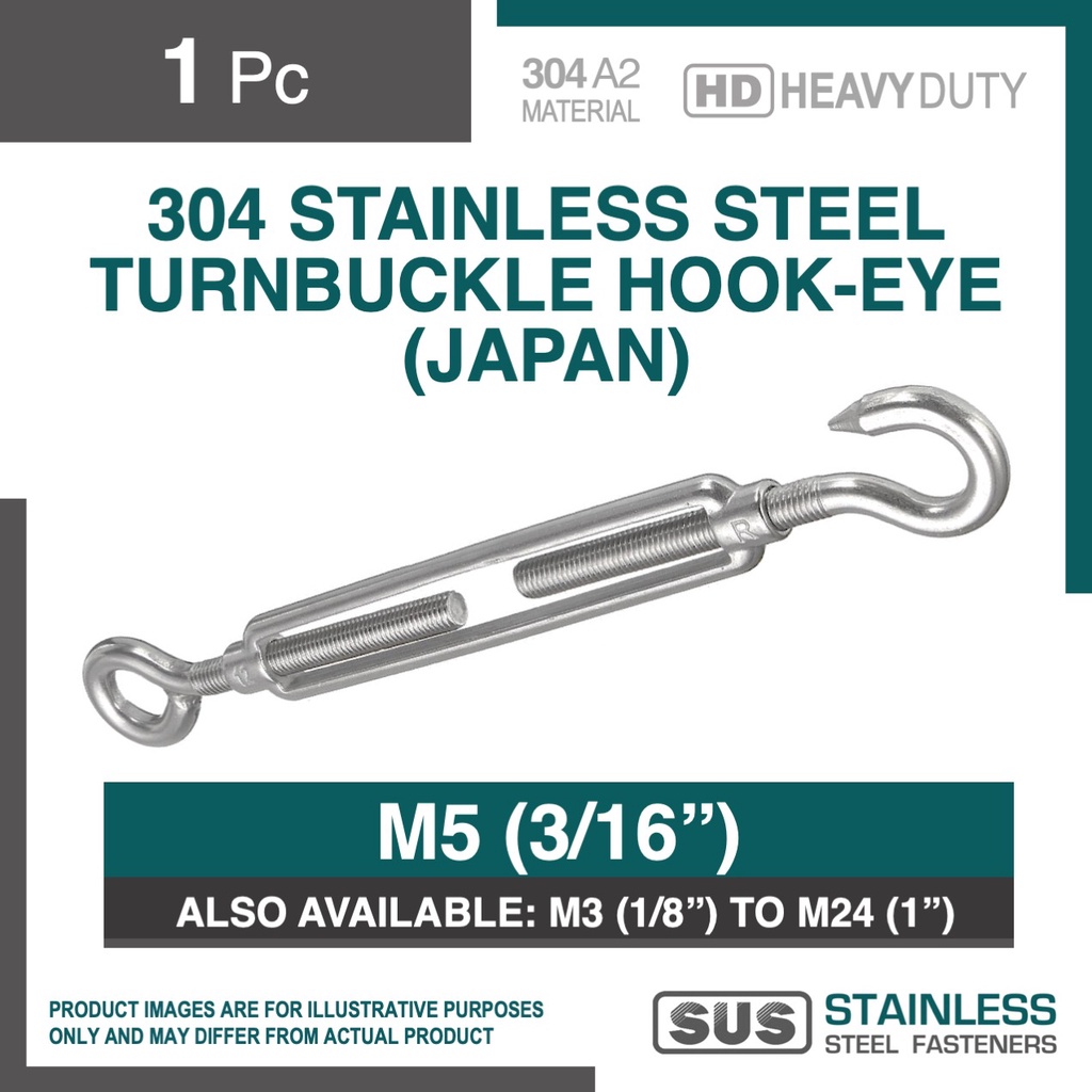 1pc SS304 Stainless Steel Turnbuckle HookEye (Japan) / SS JIS Turn