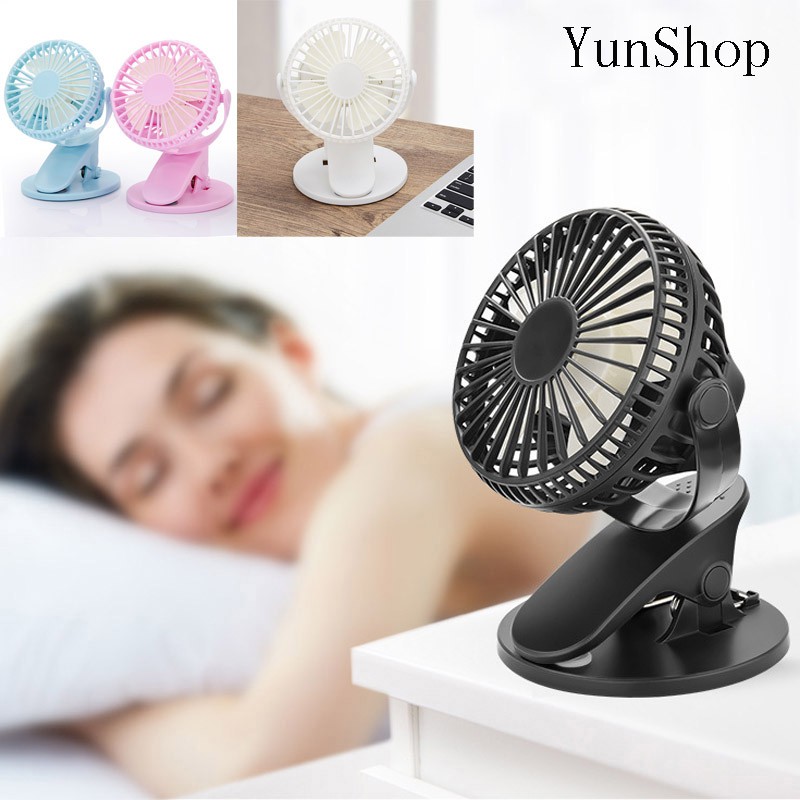 Usb Fan Portable Clip Mini Desk Fan 3 Speed 360 Desk Fans Shopee