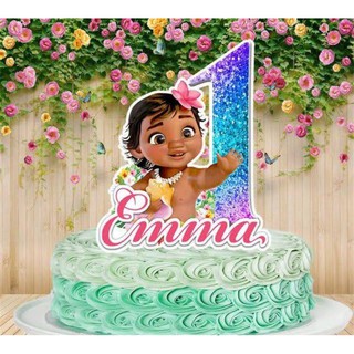 Disney Baby Moana Laminated Front And Back Cake Topper Customize Name And Age Shopee Philippines