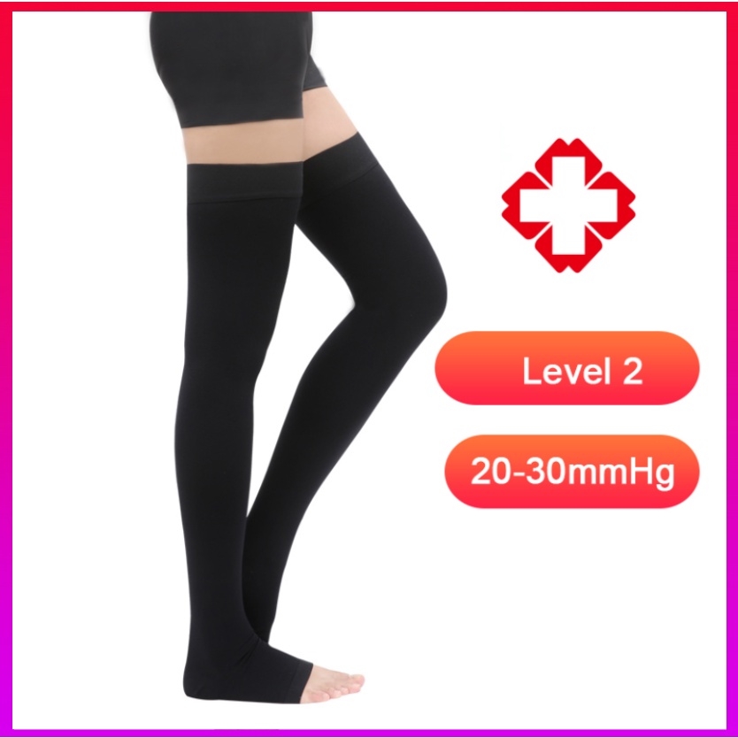 1 pair Level 2 Compression Stockings 2131mmHg Open The Toe Over Knee