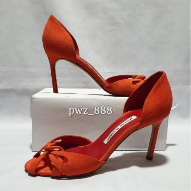 orange suede heels