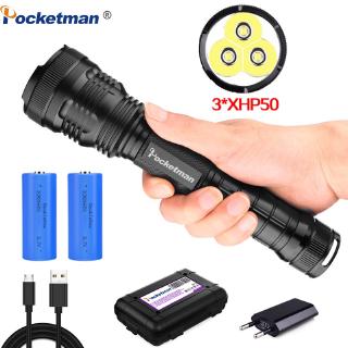 Powerfull XHP70 LED Tactical Flashlight Lamp USB Military Grade Torch Battery