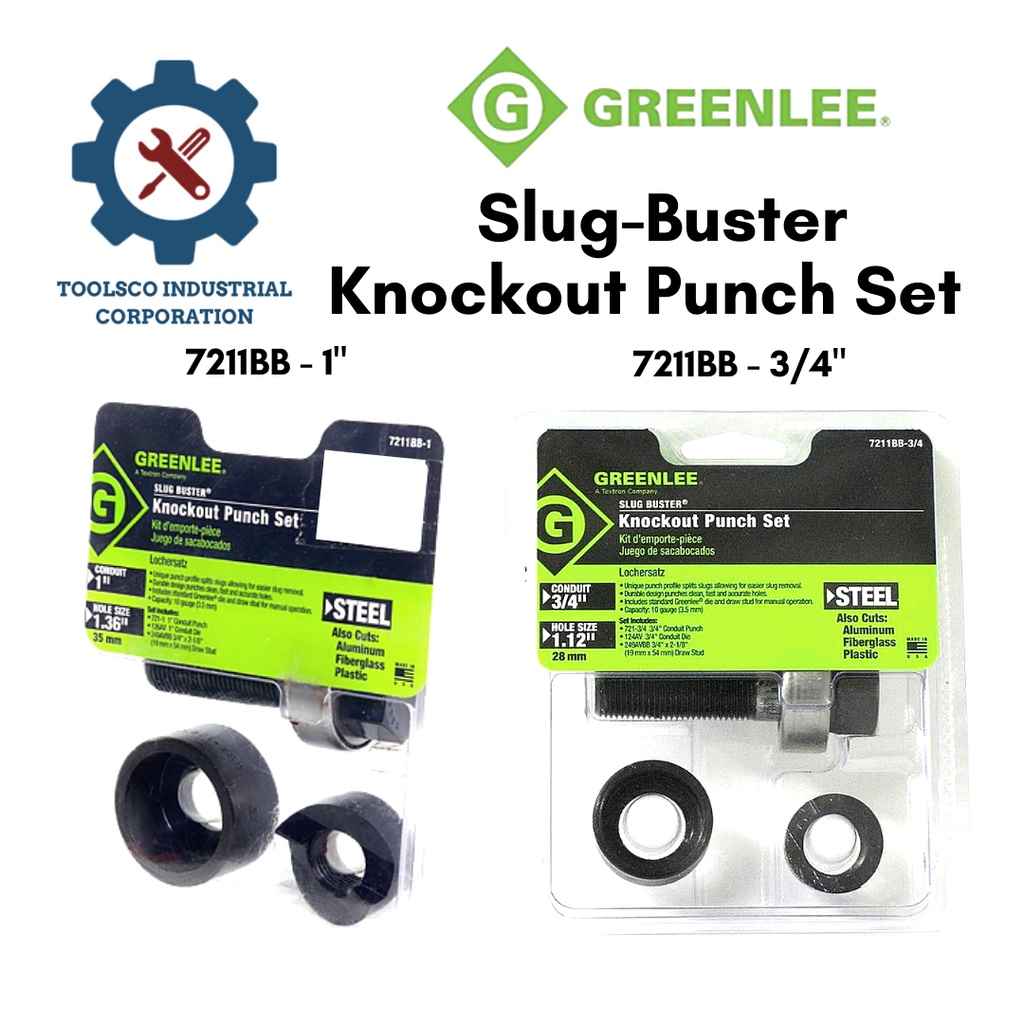 GREENLEE SLUGBUSTER KNOCKOUT PUNCH SET (7211BB1" 7211BB3/4