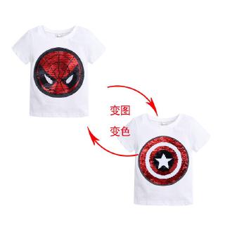 Spiderman Change Into Captain Short Sleeve Boys Girls T Shirts Kids Children Fashion Tops Shirts Marvel Designer #4
